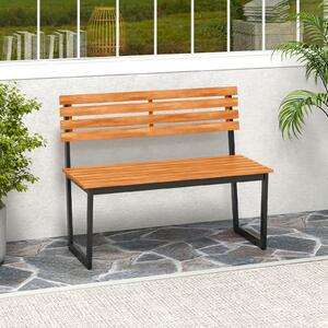 Costway Panchina esterno divanetto patio legno acacia schienale struttura metallo robusto, Panchina giardino 2 persone prato veranda cortile parco portata 360 kg