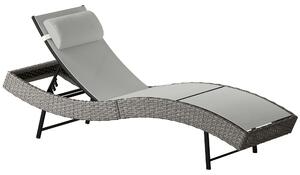 Outsunny Sdraio in Polyrattan a forma a S con schienale regolabile 5 posizioni, poggiatesta, traspirante e resistente ai raggi UV | Aosom Italy