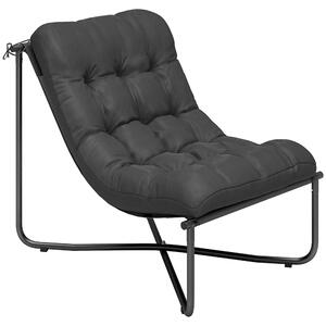Outsunny Poltrona lounge da esterno ergonomica con cuscino delicato sulla pelle Seduta ampia Telaio in acciaio Grigio scuro | Aosom Italy