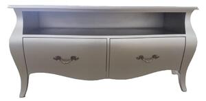 Mobile porta tv bombato legno shabby bianco 141x45x62