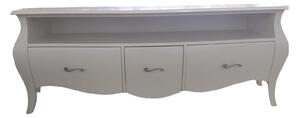 Mobile porta tv bombato legno shabby bianco 176x45x62 (3268)