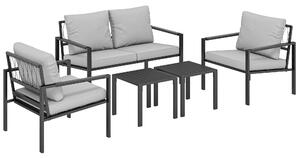 Outsunny Set di mobili da giardino per 4 persone resistente alle intemperie set per balcone con divano 2 posti, poltrona, cuscini, tavolino Grigio chiaro | Aosom Italy