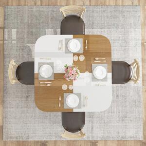 Costway Tavolo pranzo moderno quadrato cucina piano multicolore, Tavolo scaffale 2 livelli piedini regolabili legno