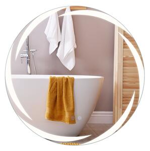 Costway Specchio bagno LED rotondo vetro temperato antideflagrante 3 colori anti-appannamento, Specchio toeletta retroilluminato dimmerabile lavabo bagno 80cm