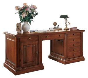 Scrivania 7 cassetti 1 porta legno tinta noce 185x80x80