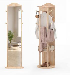 Costway Appendiabiti girevole a 360° con specchio intero terra ripiani e ganci, Mobile ingresso soggiorno camera guardaroba con design pratico 36 x 154 cm