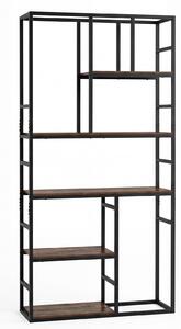 Costway Libreria a 5 ripiani con struttura metallica e mensola aperta, Organizzatore moderno per soggiorno ufficio camera da letto 180 cm