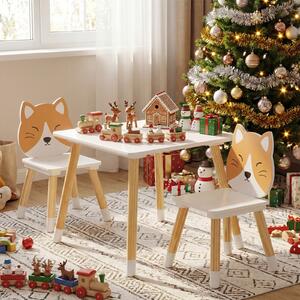 Costway Set tavolo e sedie in legno per bambini per aula asilo e casa, Set scrivania multi-attività per gioco arte lavoretti lettura e apprendimento