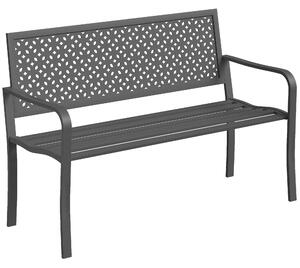 Outsunny Panca da giardino 2 posti in metallo resistente alle intemperie panca da esterno con schienale anti-ruggine, geometrica fino a 240 kg | Aosom Italy