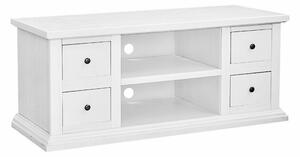 Porta tv 4 cassetti 2 vani a giorno shabby bianco 120x50x53