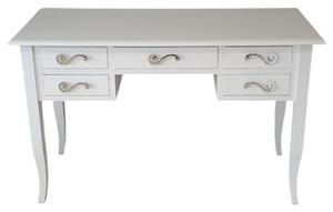 Scrivania 5 cassetti legno shabby bianco 105x56x81 130x65x81 150x65x81