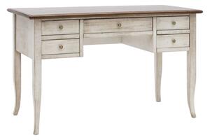 Scrivania 5 cassetti legno shabby bianco anticato 105x56x81 130x65x81 150x65x81