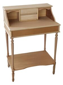Scrivania classica 3 cassetti in legno grezzo 70x42x88