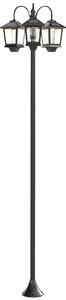 Outsunny Lampione solare da esterno a 3 teste, lampione da giardino, illuminazione LED, sensore automatico crepuscolo-alba, nero | Aosom Italy