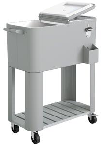 Outsunny Frigo Portatile 76L con Ruote, Ripiano e Apribottiglie, in Plastica, Metallo e Acciaio, 92x39x81 cm, Argento | Aosom Italy