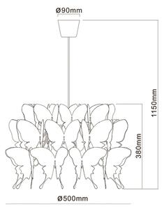 Lampadario per bambini FARFALLA 1xE27/60W/230V rosa