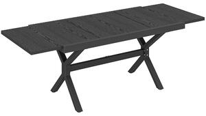 Outsunny Tavolo da Giardino Allungabile Alluminio Tavolo da Pranzo Esterno Effetto Legno 8-10 Persone 214x85x73cm Grigio Antracite | Aosom Italy