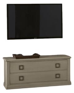 Porta tv classico 2 cassetti legno cenere 140x48x61