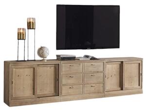 Porta tv contemporaneo in legno abete 285x46x77