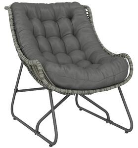 Outsunny Poltrona in rattan con cuscino e cinghie, poltrona imbottita da esterno in Polyrattan, poltrona fino a 120 kg | Aosom Italy