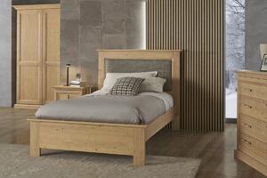 Letto 1 piazza e mezza imbottito tessuto legno abete 140x208x124