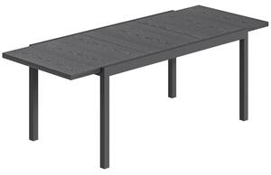 Outsunny Tavolo da Giardino Allungabile Piano in Alluminio Effetto Legno Gambe Regolabili 8-10 Persone 214x85x75cm Grigio Antracite | Aosom Italy