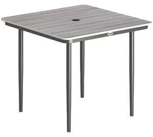 Outsunny Tavolo da giardino rettangolare per 4 persone, tavolo da pranzo esterno con foro per ombrellone, 85 x 85 x 72,5 cm, grigio | Aosom Italy