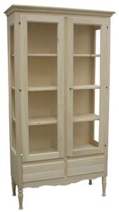 Vetrina 2 porte 2 cassetti classica legno grezzo 102x42x191 (952)