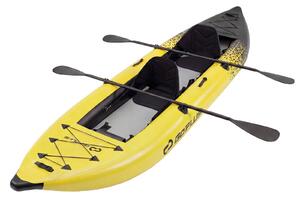 Costway Set kayak gonfiabile per 2 persone con sedili imbottiti e poggiapiedi regolabili, Kayak portatile da pesca e touring 381 cm Giallo