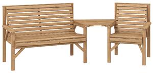 Outsunny Sedie da giardino set da 3, Set mobili per balcone con foro per ombrellone, sedia da giardino, panca, tavolino rimovibile 121x65x90 cm Legno naturale | Aosom Italy