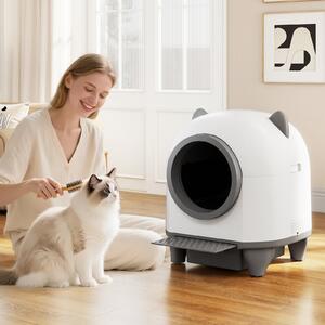 Costway Lettiera autopulente per multi-gatto e gatti anziani con 10 sensori radar di sicurezza, Lettiera elettrica con APP e sacchetti inclusi 80L