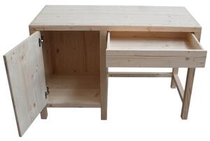 Scrivania porta frigo in legno massello abete grezzo l.120 p.55 h.80 (3310)