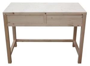Scrivania 2 cassetti in legno massello abete grezzo l.110 p.55 h.80 (3319)