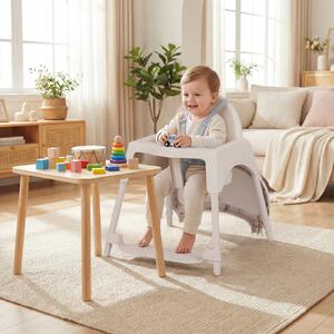 Costway Seggiolone per bambini 4 in 1 convertibile con vassoio doppio rimovibile, Seggiolone per neonati sicuro con 2 altezze e poggiapiedi 6-36 mesi Kaki