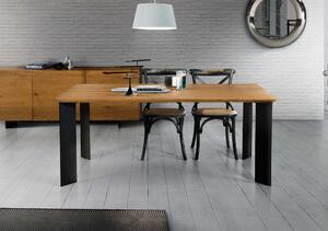 Tavolo fisso in legno rovere nodato 160x90 spessore 4 cm e gambe in metallo (1663)