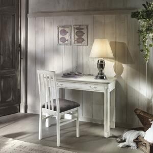 Scrivania shabby legno bianco e grigio 1 cassetto 111x51x80