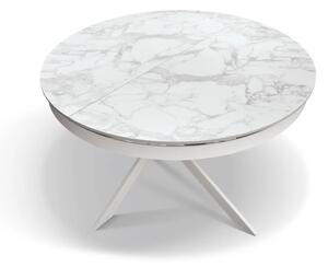 Tavolo rotondo moderno allungabile piano ceramica effetto marmo 120x120x77 (1940)