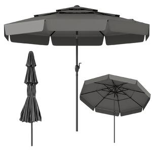 Costway Ombrellone da giardino 300 cm con tetto ventilato e regolazione inclinazione, Parasole resistente per patio piscina terrazza e spiaggia Grigio