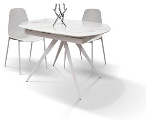 Tavolo moderno allungabile piano ceramica effetto marmo 120x90x78 (1919)