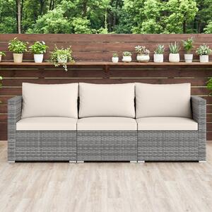 Costway Set divano modulari 3 pezzi per patio in rattan PE con cuscini morbidi, Arredamento esterno per veranda giardino e piscina 67 x 67 x 61,5 cm Beige
