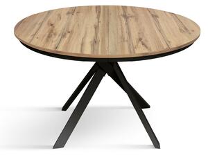 Tavolo rotondo moderno allungabile piano rovere rustico gambe nere 120x120x75,3 (2003)