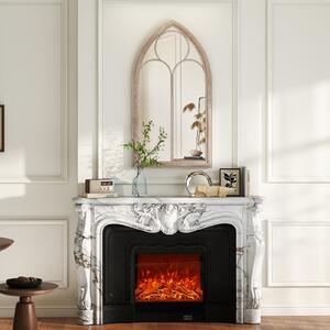 Costway Specchio a finestra in stile rustico con cornice metallica e antideflagrante, Specchio decorativo ad arco per soggiorno ingresso camino giardino 111,5 x 60,5 x 3,5 cm