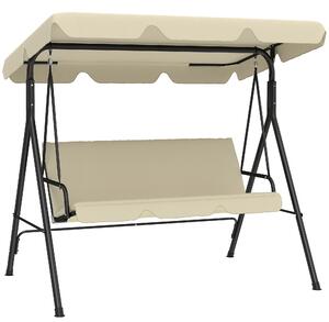 Outsunny Dondolo da Giardino Esterno Dondolo 3 Posti con Tetto Regolabile e Telaio in Acciaio 172x118x153 cm Beige | Aosom Italy