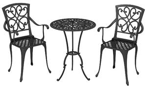 Outsunny Set bistrò da giardino 3 pezzi tavolo bistrò rotondo con 2 sedie foro per ombrellone, antico in alluminio pressofuso | Aosom Italy