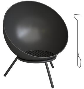 Outsunny Braciere 60 x 53 x 66cm regolabile focolare con attizzatoio, griglia per carbone, supporto Nero | Aosom Italy