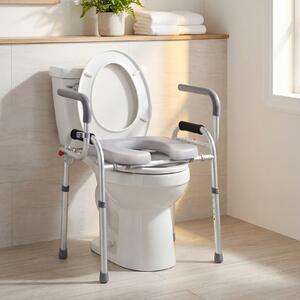 Costway Rialzo per sedile wc con supporto laterale altezza regolabile, Seduta regolabile in altezza anziani donne incinte e pazienti Grigio
