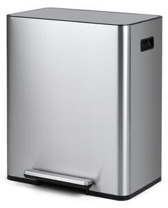 Costway Pattumiera differenziata 60L in acciaio inossidabile con 2 secchi rimovibili e pedale, Bidone riciclaggio per cucina soggiorno Acciaio inossidabile