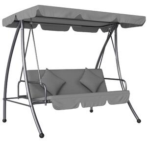 Outsunny Dondolo da giardino convertibile 3 posti Inclinazione Tetto regolabile Materasso 200 x 125 x 170 cm metallo Poliestere Grigio chiaro | Aosom Italy