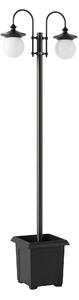 Outsunny Lampione Solare da Giardino da Esterno con Fioriera 2 Testate Impermeabile IP44 Accensione/Spegnimento Automatico Altezza Regolabile | Aosom Italy