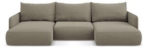 Divano angolare beige allungabile/con contenitore Nanea – Makamii
